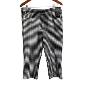 Anthropologie Gingham Plaid Capri Knit Pants Size 12 Black White Stretch NWT